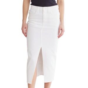 Cinq a Sept White Denim Midi Skirt Slit Front Size 4 New‎ W/ Tags